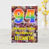 Carte 94e anniversaire; feuilles d'automne rustiques; ar (Fleur jaune)