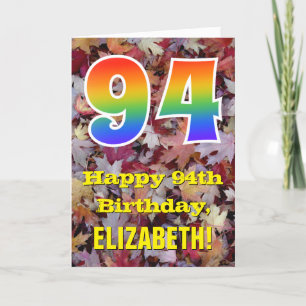 Carte 94e anniversaire; feuilles d'automne rustiques; ar
