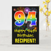 Carte 94e anniversaire : Fun Fireworks Motif + Rainbow 9 (Fleur jaune)