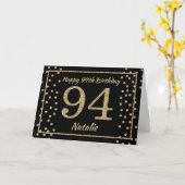 Carte 94e anniversaire Parties scintillant Noir et Or Ca (Fleur jaune)