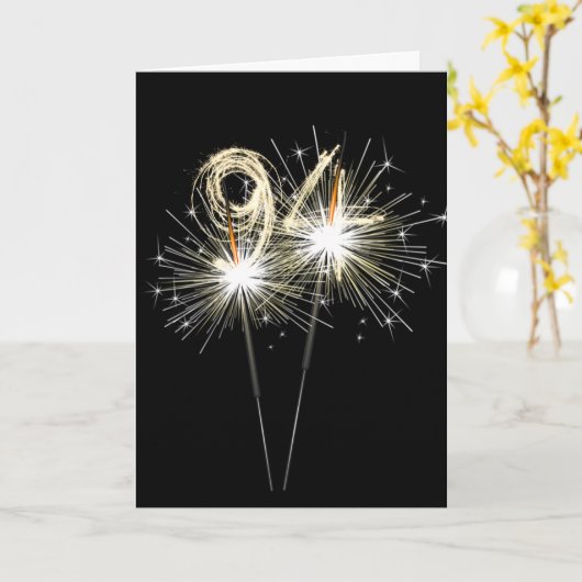 Carte 94e anniversaire Sparklers en noir (Fleur jaune)
