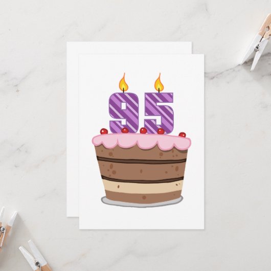Carte 95 ans sur le gâteau d'anniversaire (Devant/Arrière en situation)