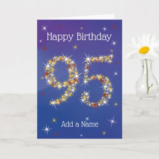 Carte 95e anniversaire - 95 en étoiles - bleu - 95 ans (Petite plante)
