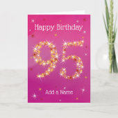 Carte 95e anniversaire - 95 en étoiles - rose - 95 ans (Devant)