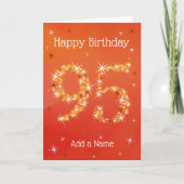 Carte 95e anniversaire - 95 en étoiles - Rouge - 95 ans (Devant)