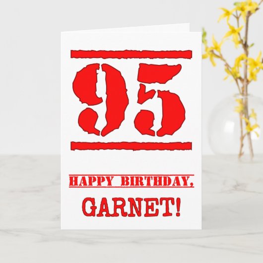 Carte 95e anniversaire : Amusant, Timbre en caoutchouc r (Fleur jaune)