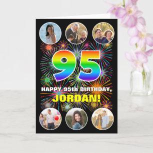 Carte 95e anniversaire : Arc-en-ciel amusant #, Nom pers