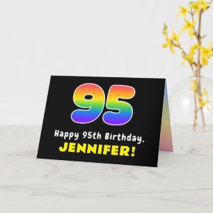 Carte 95e anniversaire : Arc-en-ciel coloré # 95, Nom pe