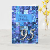 Carte 95e anniversaire avec carrés abstraits. (Fleur jaune)