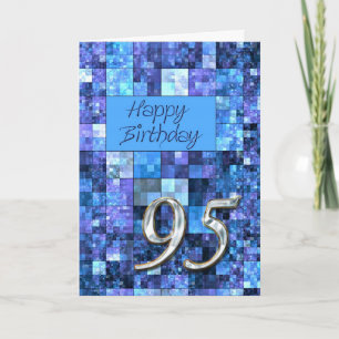 Carte 95e anniversaire avec carrés abstraits.