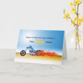 Carte 95e anniversaire avec une moto flamboyante (Fleur jaune)