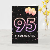 Carte 95e anniversaire Ballons et Confetti (Fleur jaune)