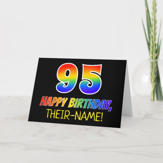 Carte 95e anniversaire : Bold, amusant, simple, arc-en-c (Devant)