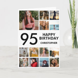 Carte 95e anniversaire Collage photo 13 photos noir blan