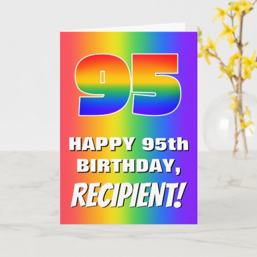 Carte 95e anniversaire : coloré, amusant Motif arc-en-ci (Fleur jaune)