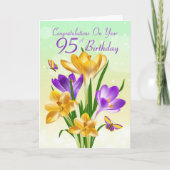 Carte 95e anniversaire Crocus jaune et violet (Devant)