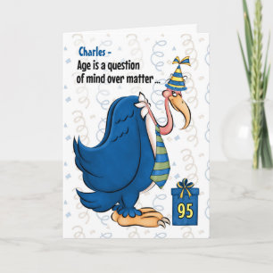 Carte 95e Anniversaire drôle Bleu Buzzard dans une Crava