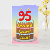 Carte 95e anniversaire — Fun Cake & Candles, avec nom pe (Fleur jaune)