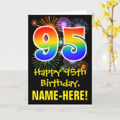 Carte 95e anniversaire : Fun Fireworks Motif + Rainbow 9 (Fleur jaune)
