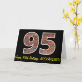 Carte 95e anniversaire - Motif de mur de briques "95" av (Fleur jaune)