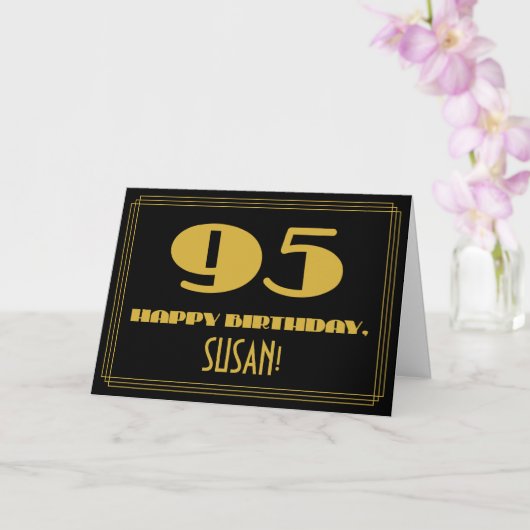 Carte 95e anniversaire : Nom + Art Déco Inspiré Look "95 (Orchidée)