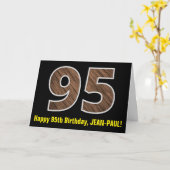 Carte 95e anniversaire : Nom + Faux Motif de grains de b (Fleur jaune)