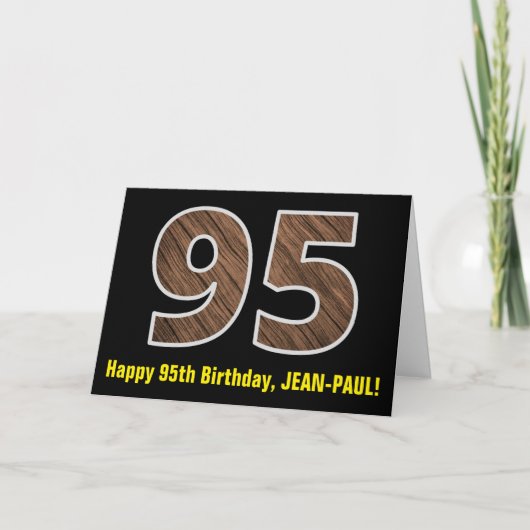 Carte 95e anniversaire : Nom + Faux Motif de grains de b (Devant)