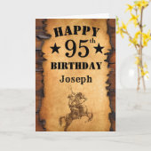 Carte 95e anniversaire Pays rustique Western Cowboy Hors (Fleur jaune)