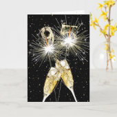 Carte 95e anniversaire Sparklers and Champagne Toast (Fleur jaune)