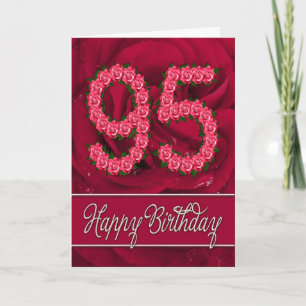 Carte 95ème anniversaire avec rose et feuille