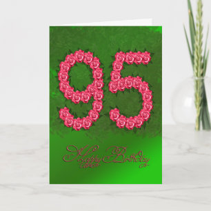 Carte 95ème anniversaire avec rose et feuille
