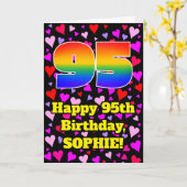 Carte 95th Birthday: Loving Hearts Pattern, Rainbow # 95 (Fleur jaune)