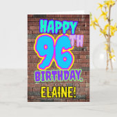 Carte 96e anniversaire - Amusant, Graffiti urbain inspir (Fleur jaune)