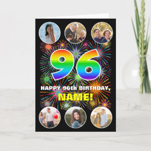 Carte 96e anniversaire : Arc-en-ciel amusant #, Nom pers