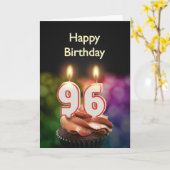 Carte 96e anniversaire avec bougies (Fleur jaune)