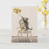 Carte 96e anniversaire Ballons et Tabby Cat (Fleur jaune)