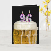 Carte 96e Anniversaire Bière en noir (Fleur jaune)