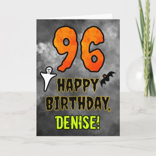 Carte 96e anniversaire : Eerie Halloween Thème + Nom per (Devant)