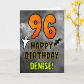 Carte 96e anniversaire : Eerie Halloween Thème + Nom per (Fleur jaune)