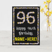 Carte 96e anniversaire : Floral Flowers Numéro, Nom pers (Fleur jaune)