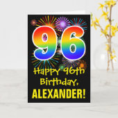 Carte 96e anniversaire : Fun Fireworks Motif + Rainbow 9 (Fleur jaune)