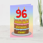 Carte 96e Anniversaire — Gâteau Amusant & Bougies, avec  (Devant)