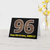 Carte 96e anniversaire : Nom + Faux Motif de grains de b (Fleur jaune)