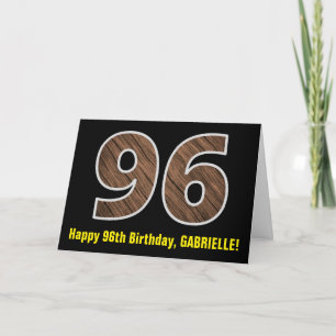 Carte 96e Anniversaire : Nom + Motif Imitation Bois "96"