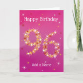 Carte 96e anniversaire - Nombre d'étoiles - rose/pourpre (Devant)