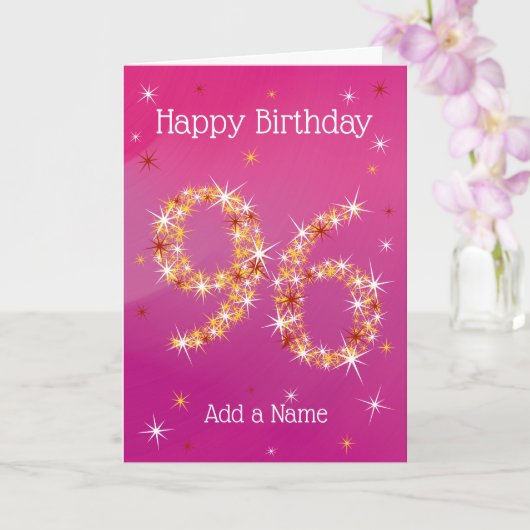 Carte 96e anniversaire - Nombre d'étoiles - rose/pourpre (Orchidée)