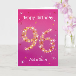 Carte 96e anniversaire - Nombre d'étoiles - rose/pourpre