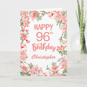 Carte 96e anniversaire Peach Peonies rose Aquarelle Flor