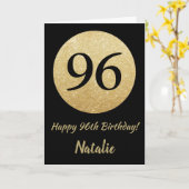 Carte 96e Birthday Black and Gold Glitter Card (Fleur jaune)
