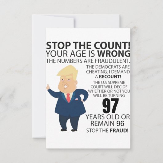 Carte 97 ans Trump heureux anniversaire présent drôle (Devant)